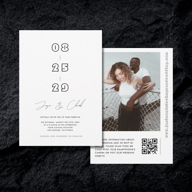 Bold Date Geometric Minimal Modernes Skript Hochze Einladung (Von Creator hochgeladen)