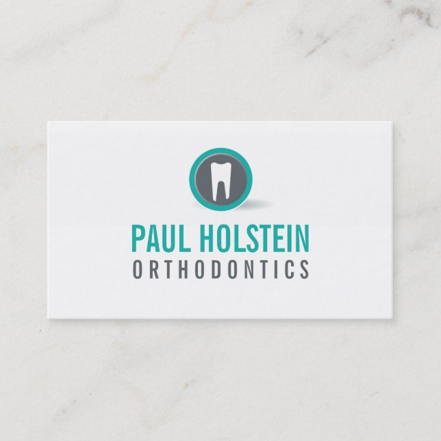 BOLD DENTIST BUSINESS CARD :: modernes Zahnlogo 1 Visitenkarte (Vorderseite)