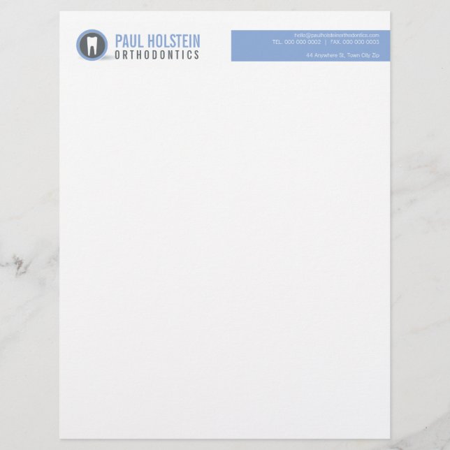 BOLD DENTIST LETTERHEAD :: moderne Zahlogofarbe Briefbogen (Vorderseite)