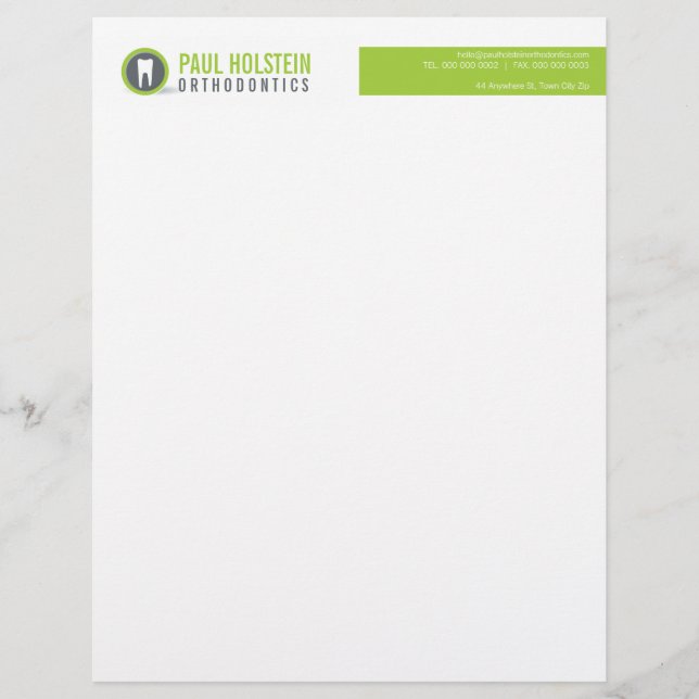 BOLD DENTIST LETTERHEAD: modernes Zahnlogo Limon Briefbogen (Vorderseite)