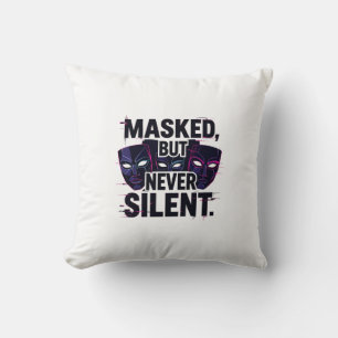 Bold Digital Art with Three Stylized Masks and "Ma Kissen