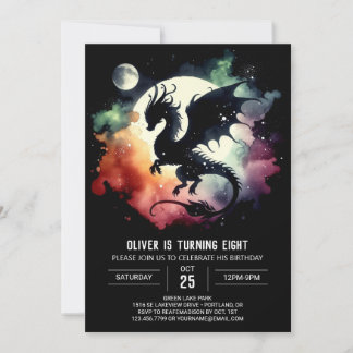 Bold Dragon Birthday Editable Einladung