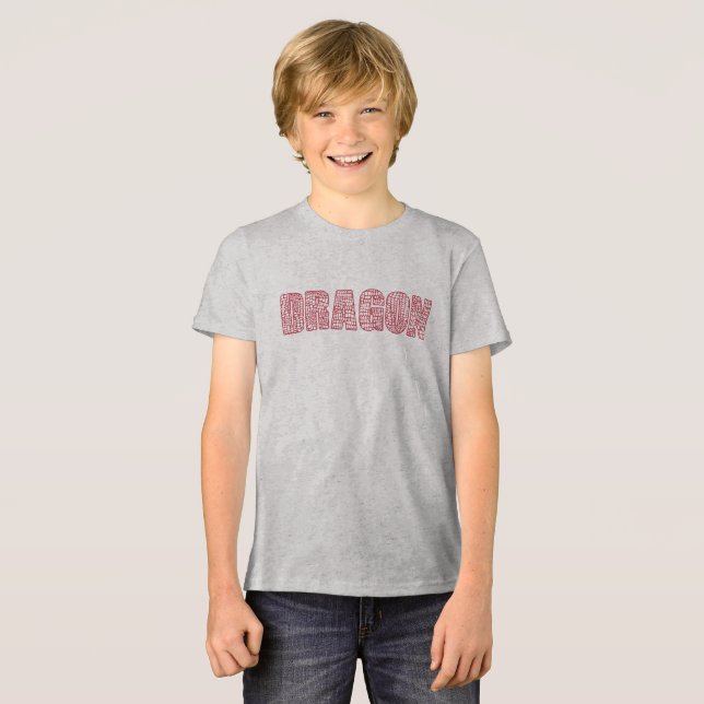 Bold 'DRAGON' Word Art T-Shirt Graphic Tri-Blend Shirt (Vorderseite voll)