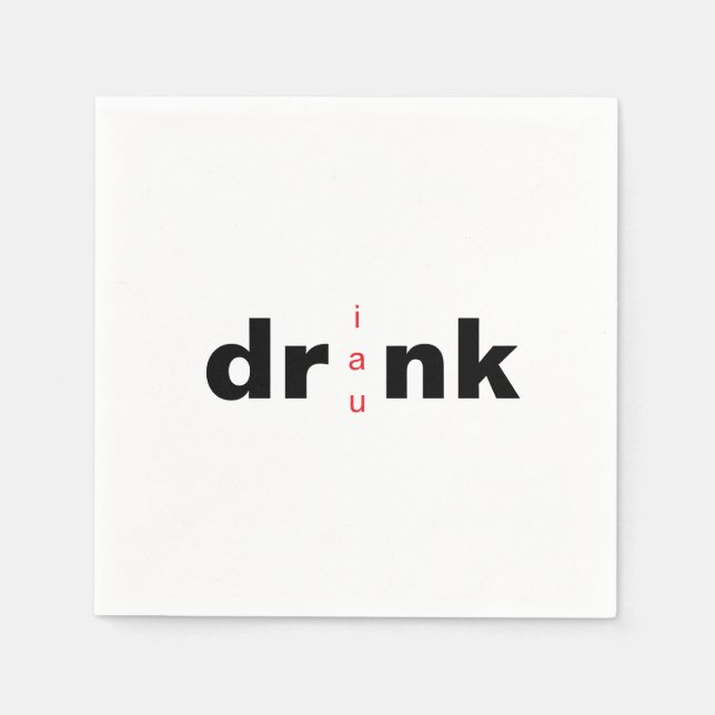 Bold Drink Drank Drunk Vowel Swap Cocktail Serviette (Vorderseite)