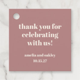 Bold Dusty Rose Retro Custom Wedding Vielen Dank Geschenkanhänger