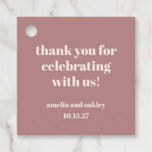 Bold Dusty Rose Retro Custom Wedding Vielen Dank Geschenkanhänger