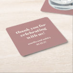 Bold Dusty Rose Retro Custom Wedding Vielen Dank Rechteckiger Pappuntersetzer<br><div class="desc">Kühne Minimalistische Dusty-Rose Fall Retro Simple Custom Wedding Danke Square Paper Untersetzer</div>