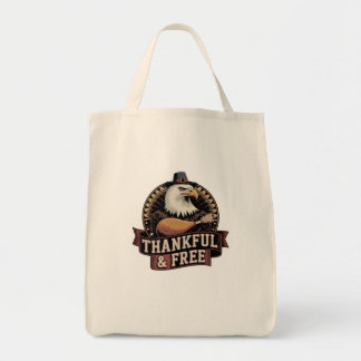 Bold Eagle Head Thankful & Free Vintage Graphic Tragetasche