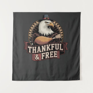 Bold Eagle Head Thankful & Free Vintage Graphic Wandteppich