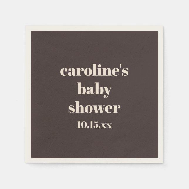 Bold Earthy Brown Modern Fun Custom Baby Shower Serviette (Vorderseite)