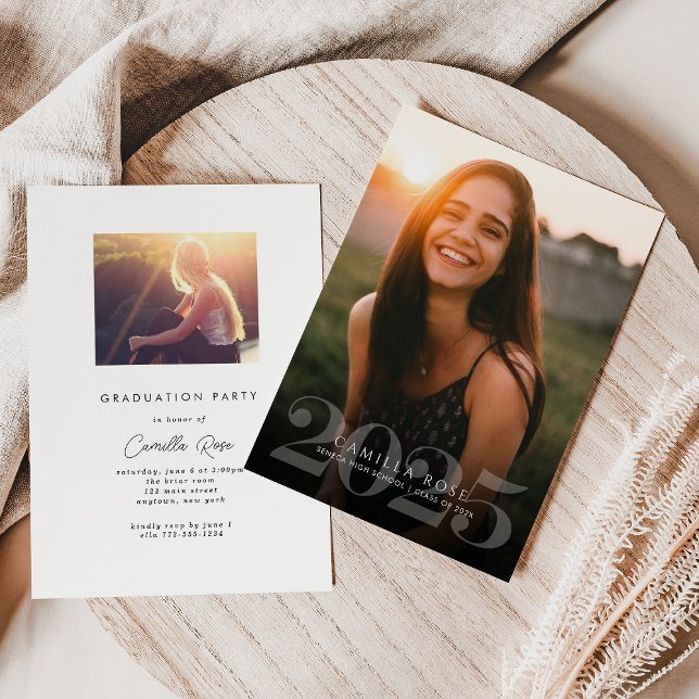 Bold Elegance 2023 Abschluss Foto Einladung (Bold Elegance 2025 Graduation Photo Invitation)