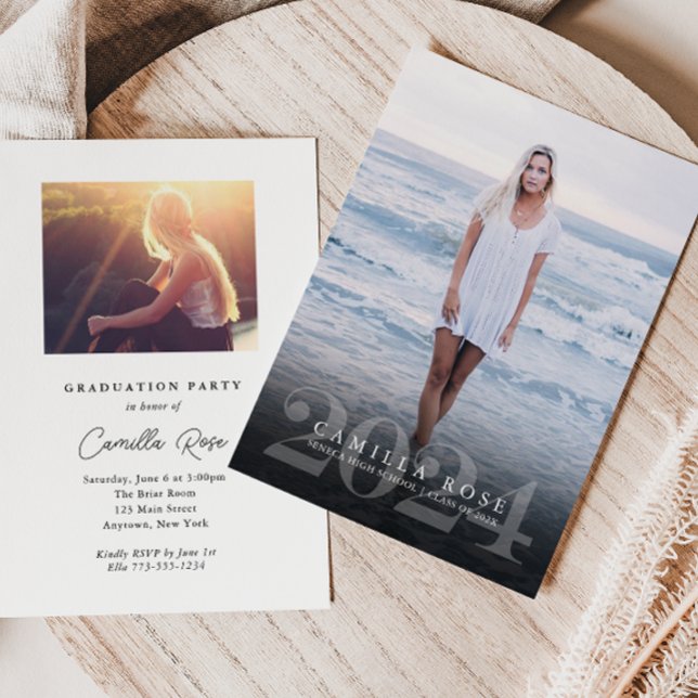 Bold Elegance 2024 Abschluss Foto Einladung (Bold Elegance 2024 Graduation Photo Invitation)