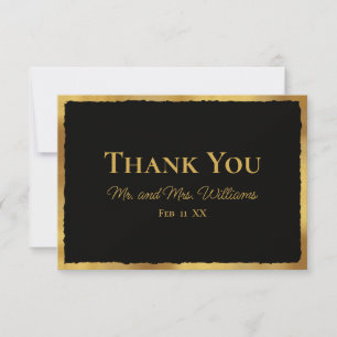 Bold Elegance Luxe Gold Edge Black Wedding Dankeskarte