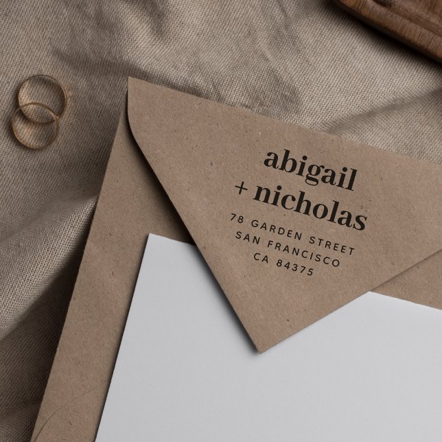 Bold Elegant Couple's Names Wedding Rücksendeadres Gummistempel (Bold Elegant Couple's Names Wedding Return Address Rubber Stamp)