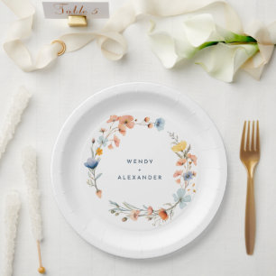 Bold Elegant Floral Wedding Pappteller