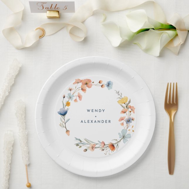 Bold Elegant Floral Wedding Pappteller (Hochzeit)