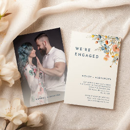 Bold elegante Floral Wir sind Verlobt Foto Einladu Einladung