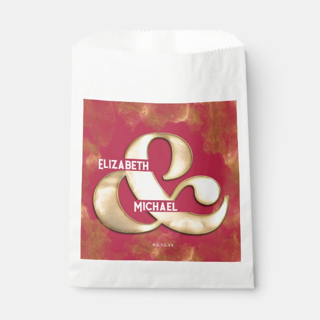 Bold elegante Gold Pink Magenta Custom Wedding Geschenktütchen (Vorderseite)