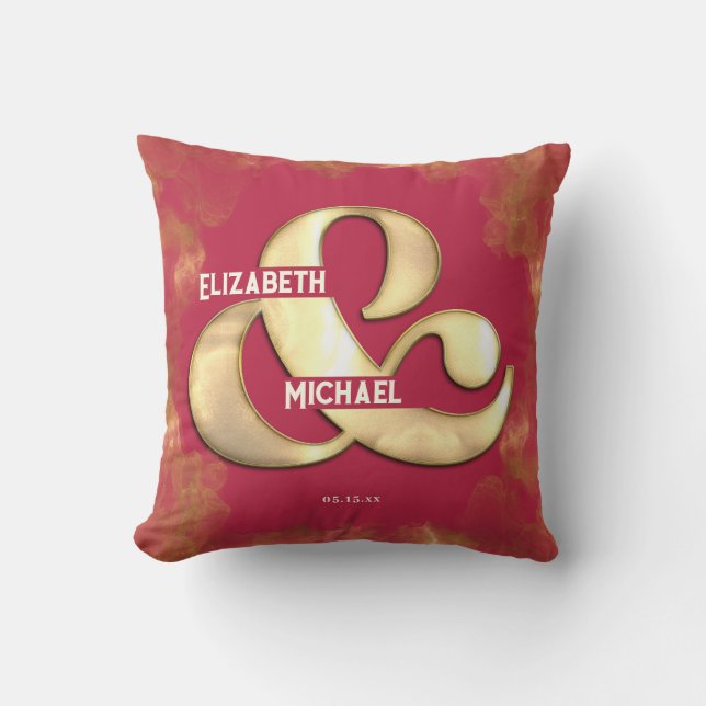 Bold elegante Gold Pink Magenta Custom Wedding Kissen (Vorderseite)