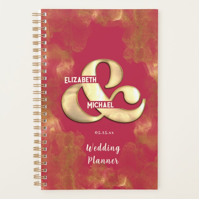 Bold elegante Gold Pink Magenta Custom Wedding Planer (Vorderseite)