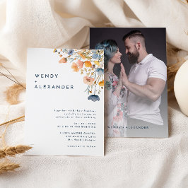 Bold elegantes floral Wedding Foto Einladung