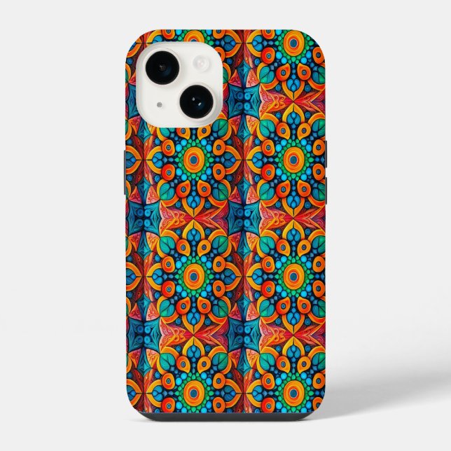 Bold Ethnic Mandala iPhone 14 Hülle (Rückseite)