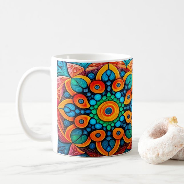 Bold Ethnic Mandala Kaffeetasse (Mit Donut)