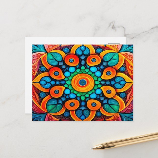 Bold Ethnic Mandala Postkarte (Vorderseite/Rückseite Beispiel)