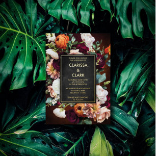 Bold Eucalyptus Wild Flower Orange Wedding Foil In Folieneinladung