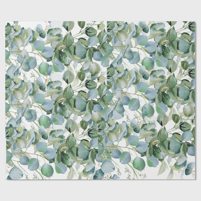 Bold Eucalyptus Wrapping Paper – Trendy Greenery  Geschenkpapier (Flach)