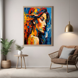 Bold Expressionist Female Portrait Abstrakt Art Poster