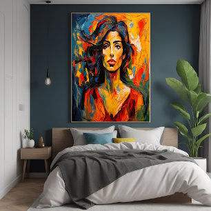 Bold Expressionist Woman Abstrakt Portrait Art Poster