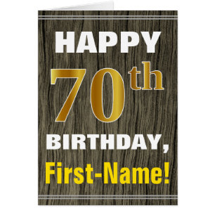 Bold, Faux Wood, Faux Gold 70e anniversaire + Nom