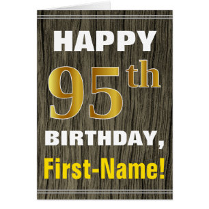 Bold, Faux Wood, Faux Gold 95e anniversaire + Nom