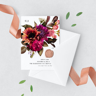 Bold Floral   Dramatische und elegante Hochzeit Einladung