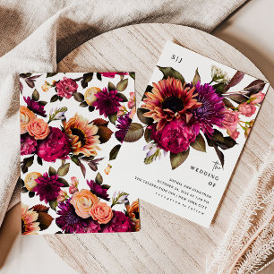 Bold Floral Dramatische und elegante Hochzeit Einladung