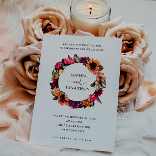 Bold Floral Dramatische und elegante Wreath-Hoch Einladung