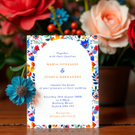 Bold Floral Folk Fiesta Wedding  Einladung