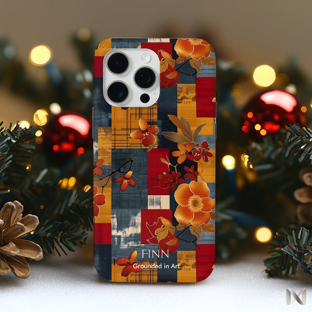 Bold Floral Harmony - Artistic Red & Gold Case-Mate iPhone Hülle (Von Creator hochgeladen)