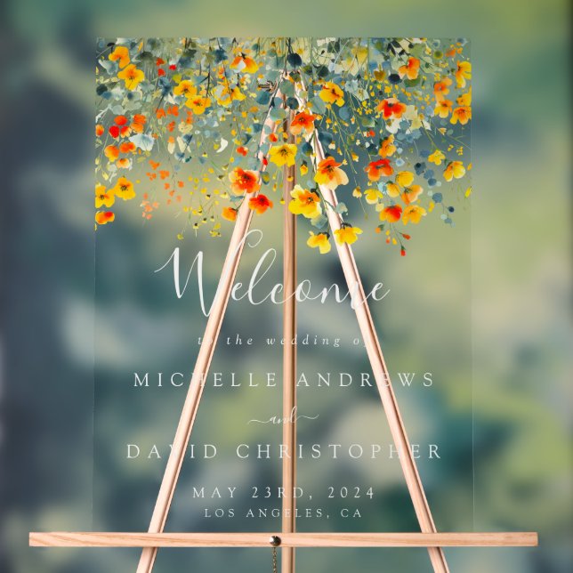 Bold Floral Wedding Acrylschild (Neutral)