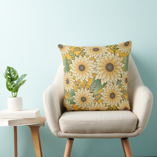 Bold Floral Yellow Sonnenblume Garten Kissen