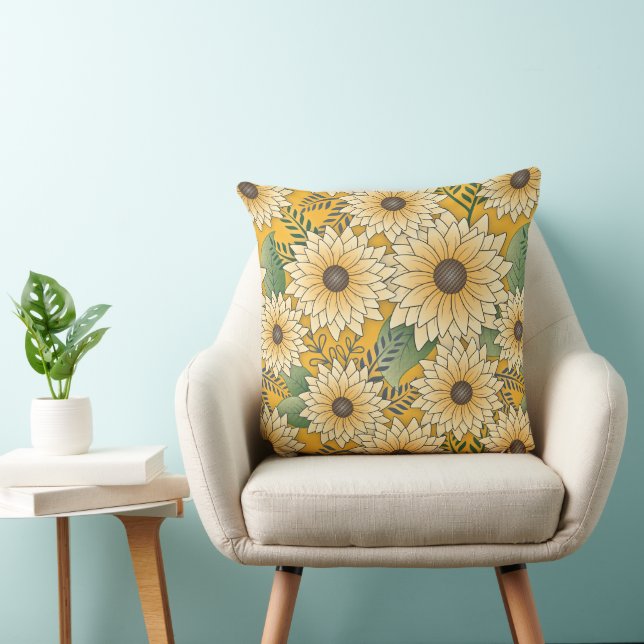 Bold Floral Yellow Sonnenblume Garten Kissen (Stuhl )