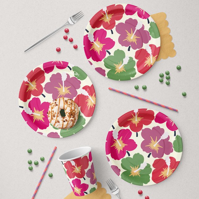 Bold Florals Multicolored Pappteller (Von Creator hochgeladen)