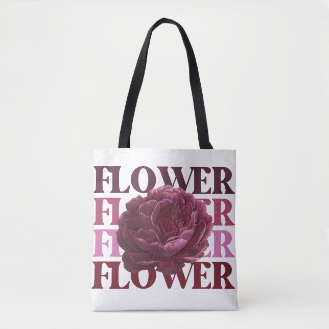 'Bold FLOWER Typography' Florale Ästhetik-Einkaufs Tasche (Vorderseite)