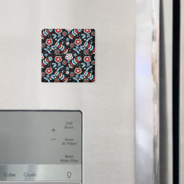 Bold Folk Floral Pattern Magnet