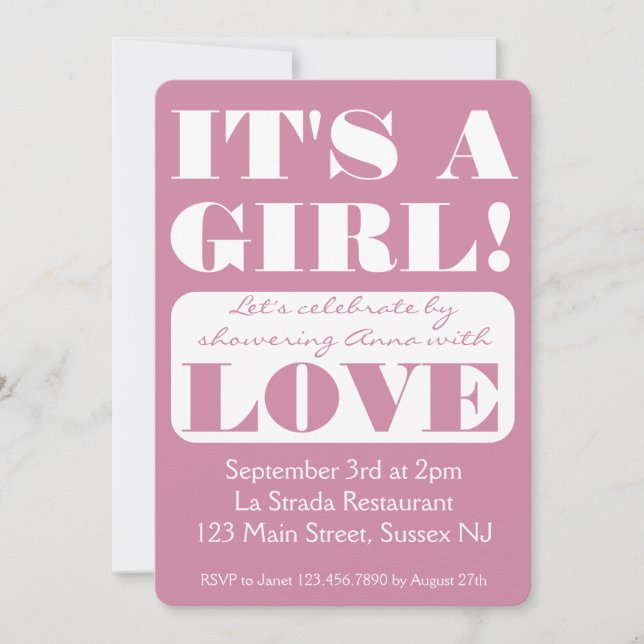 Bold Font C'est une fille! baby shower invitation (Devant)