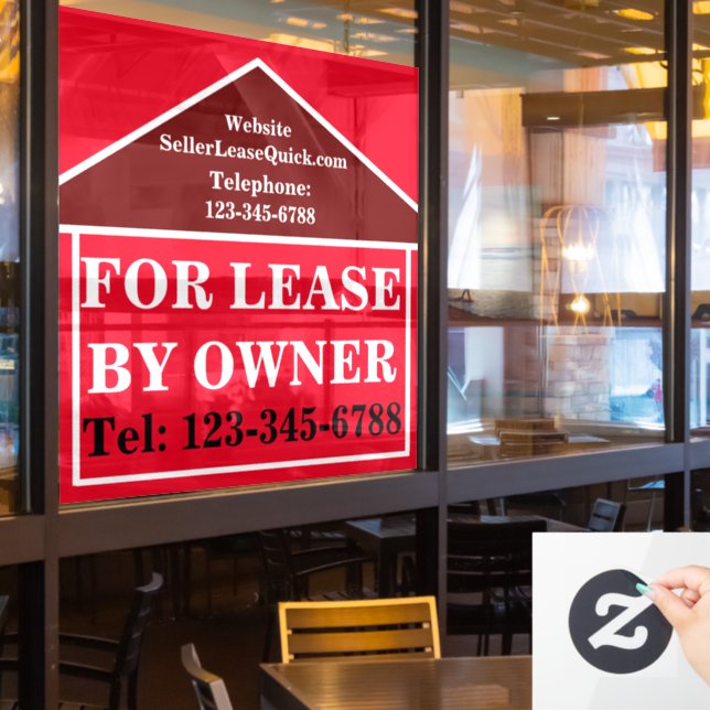 BOLD FOR LEASE BY OWNER Custom Real Estate Fensteraufkleber (Restaurantfenster)