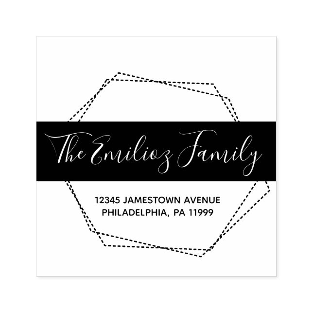 Bold Frame Dotted Script-Family-Adresse Gummistempel (Prägung)