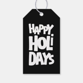 Bold & Fun Black & White Happy Holidays Geschenkanhänger