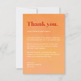 Bold Fun Modern Orange Sunset Monogram Wedding Dankeskarte